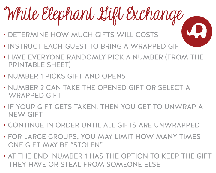 white elephant rules printable